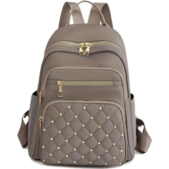 Mini Nylon Backpack for Women Lightweight Travel Purse F Khaki Small Trendy Bag - Picture 1 of 7